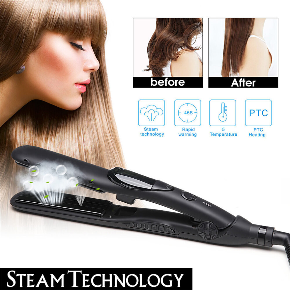 Hair Curler Electric Steam Straightener Professional Styler Ceramic No-hurt