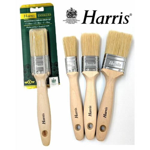 Harris 3pc Varnish Paint Brush Set Pure Bristle Wood Stain Oil Brushes 1