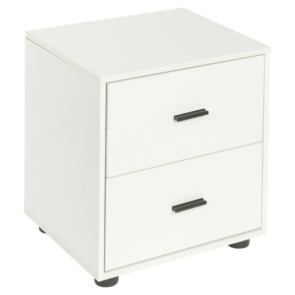 (White, 2) Wooden Nightstands with 1-2 Drawers Bedside Table