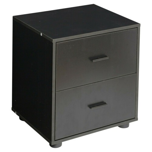 URBN Living (Black, 2) Wooden Nightstands with 1-2 Drawers Bedside Table