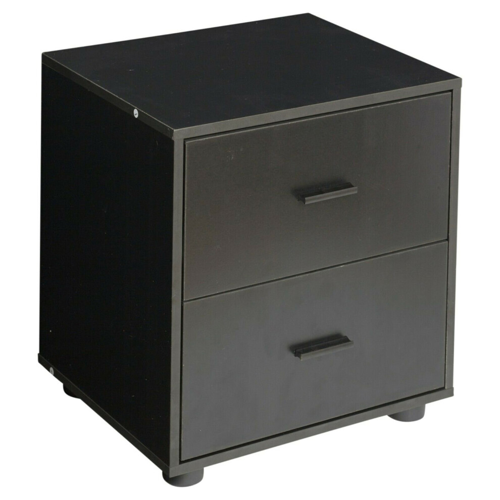 (Black, 2) Wooden Nightstands with 1-2 Drawers Bedside Table