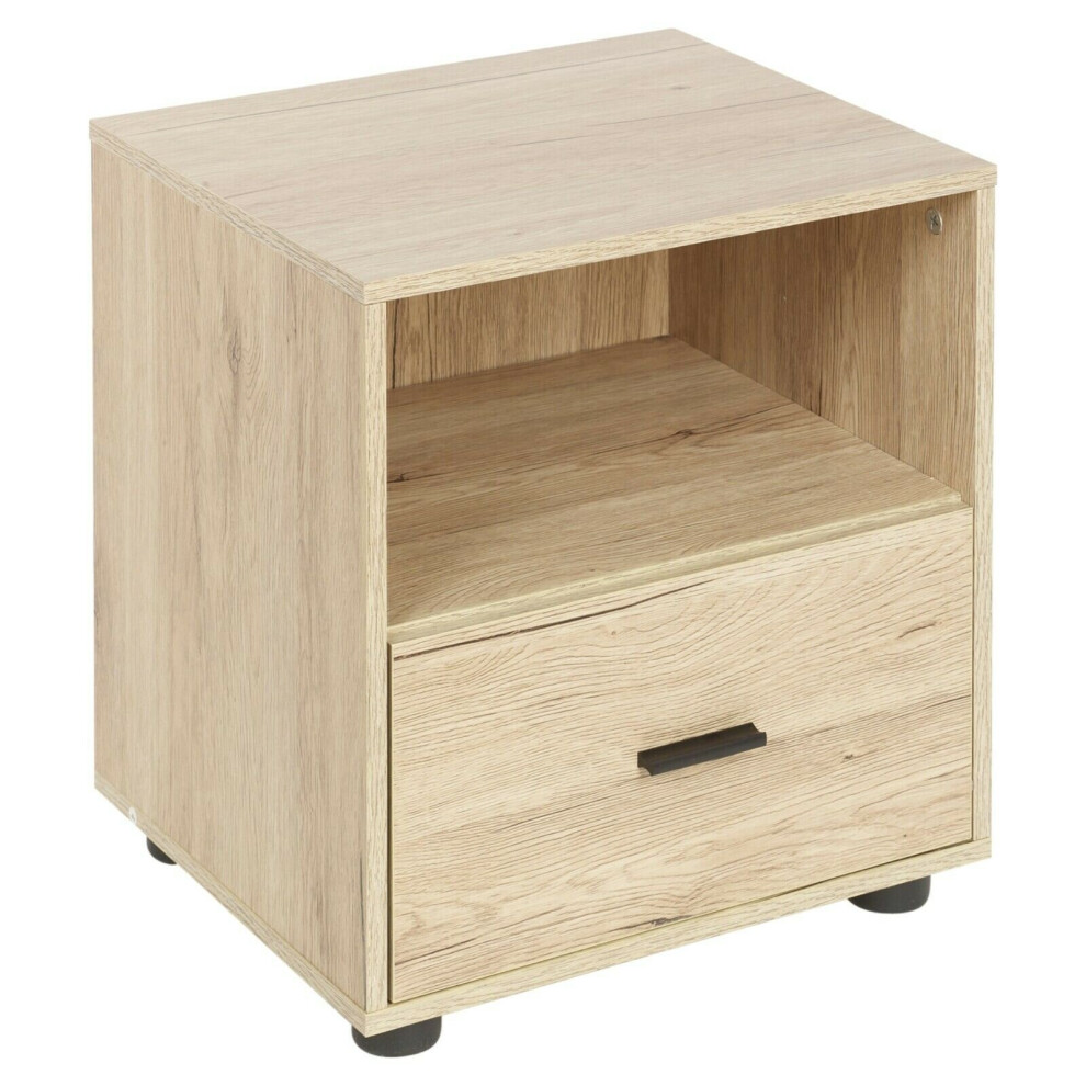 (Beech, 1) Wooden Nightstands with 1-2 Drawers Bedside Table