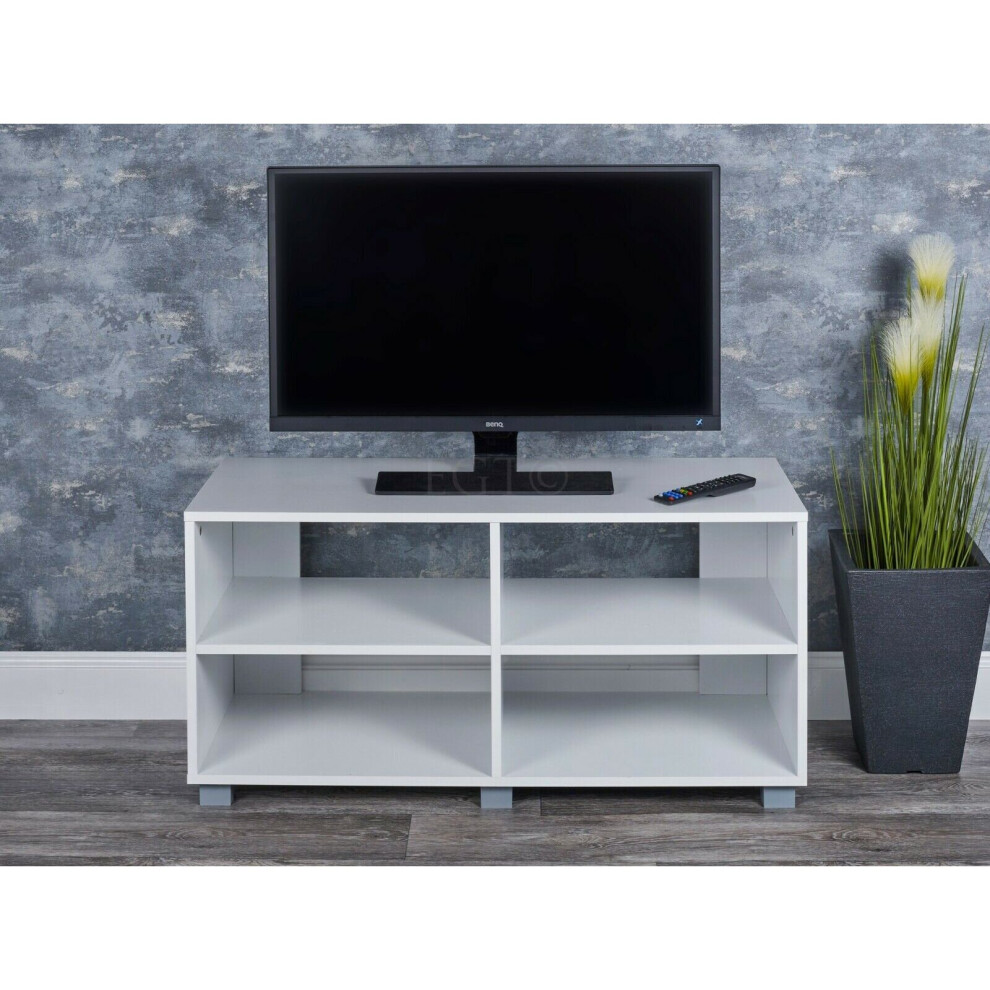 (White) Wooden TV Stand with 4 Units - 2 Colours