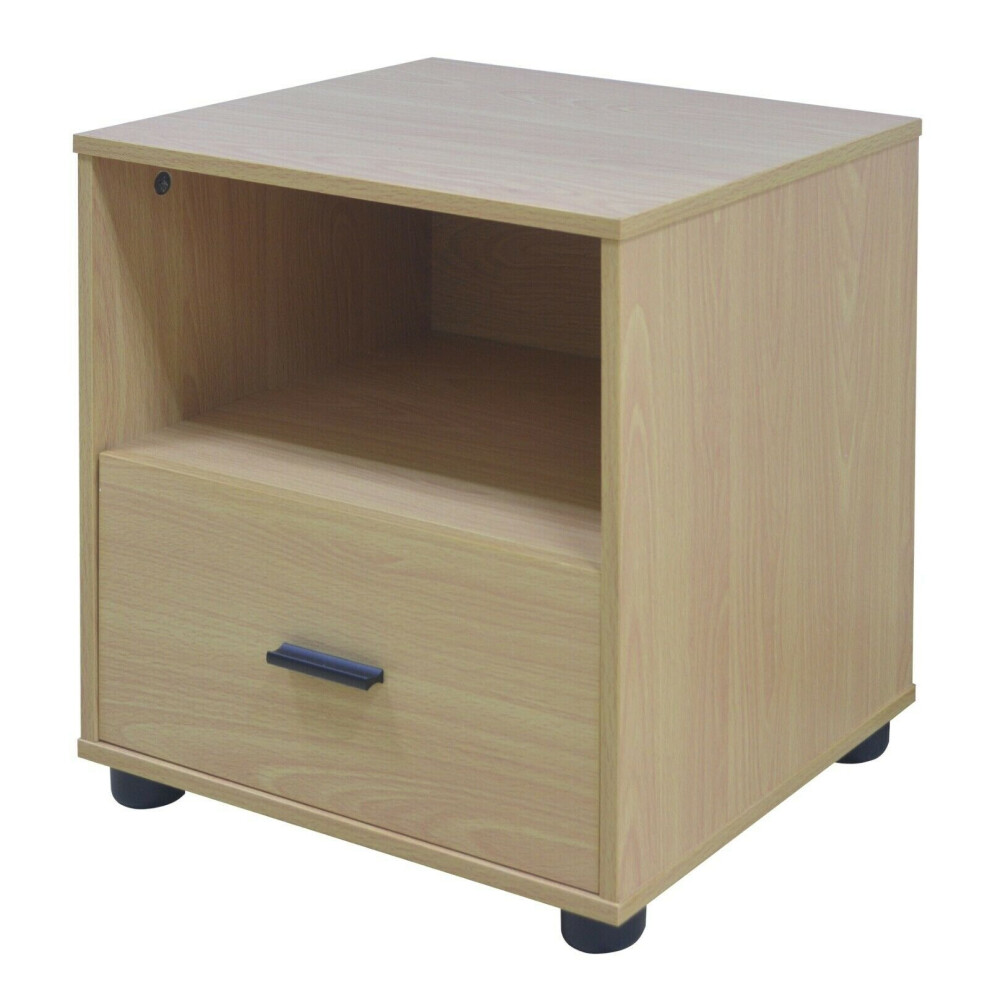 (Oak, 1) Wooden Nightstands with 1-2 Drawers Bedside Table