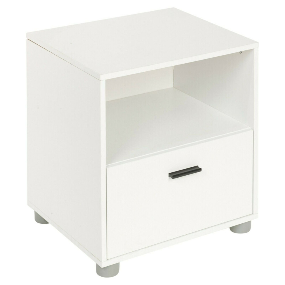 (White, 1) Wooden Nightstands with 1-2 Drawers Bedside Table