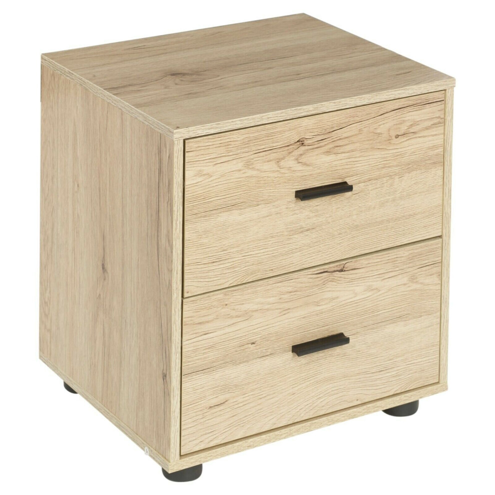 (Beech, 2) Wooden Nightstands with 1-2 Drawers Bedside Table