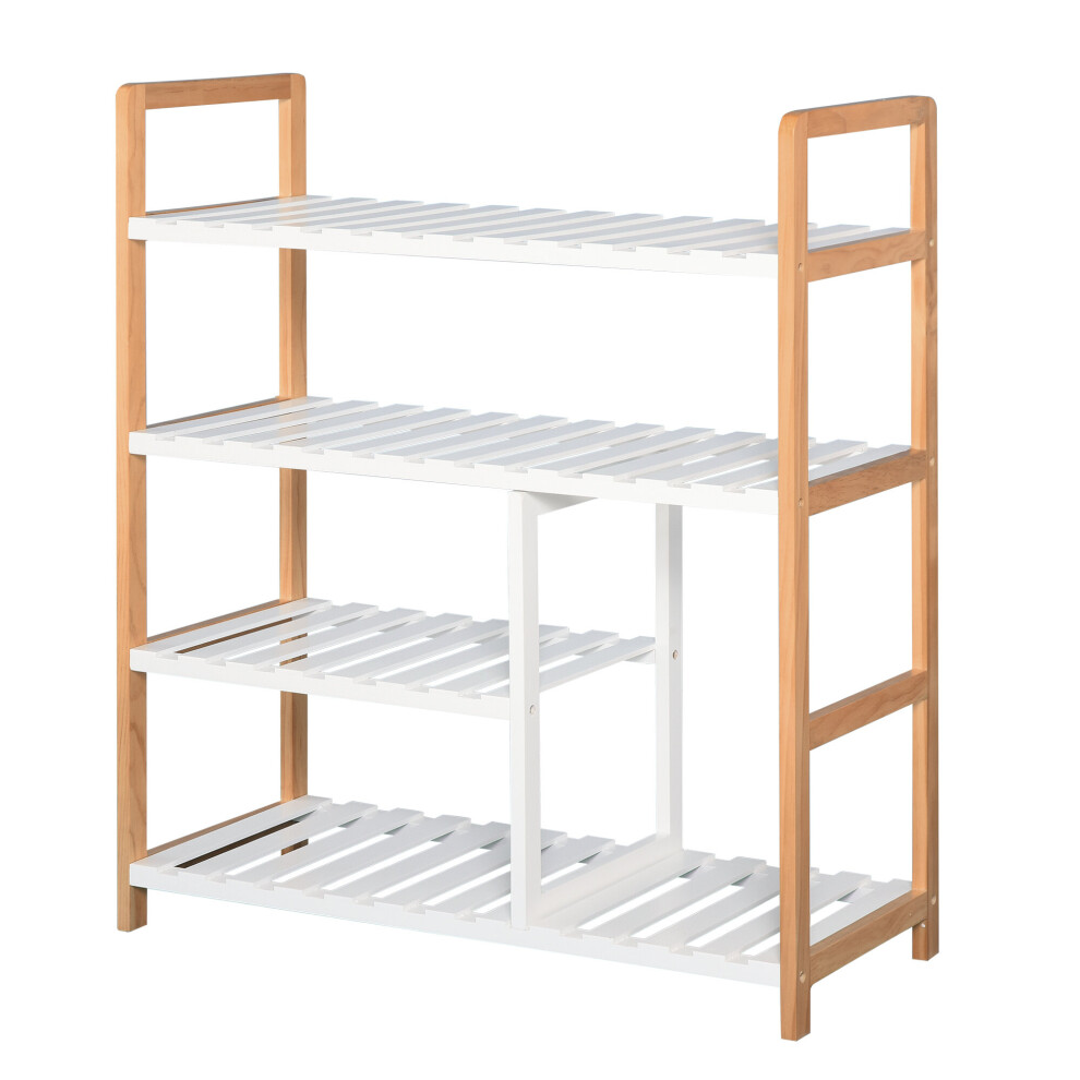 HOMCOM 4-Tier Shoe Rack Home Storage Wood Frame Boot Compartment