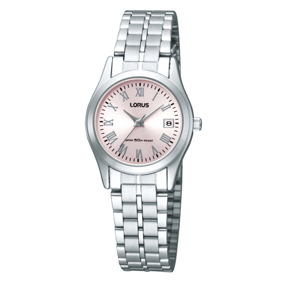 Ladies Silver Bracelet Watch with Pink Dial