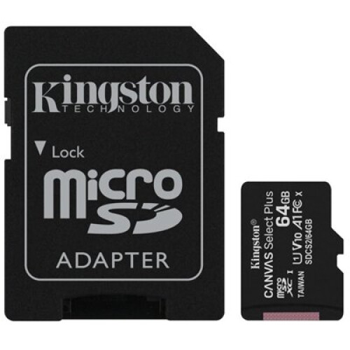 Kingston Kingston Canvas Select Plus 64GB Micro SD UHS-I (U1) Flash Card with Adapter