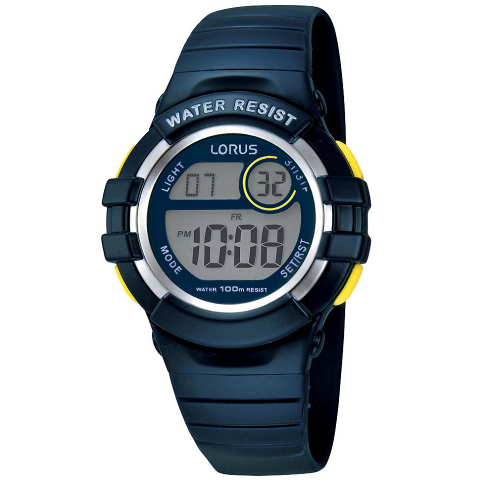 Youths Digital Chronograph Watch with Blue Resin Strap