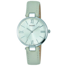 Ladies Grey Leather Strap Silver Dial 50M Watch