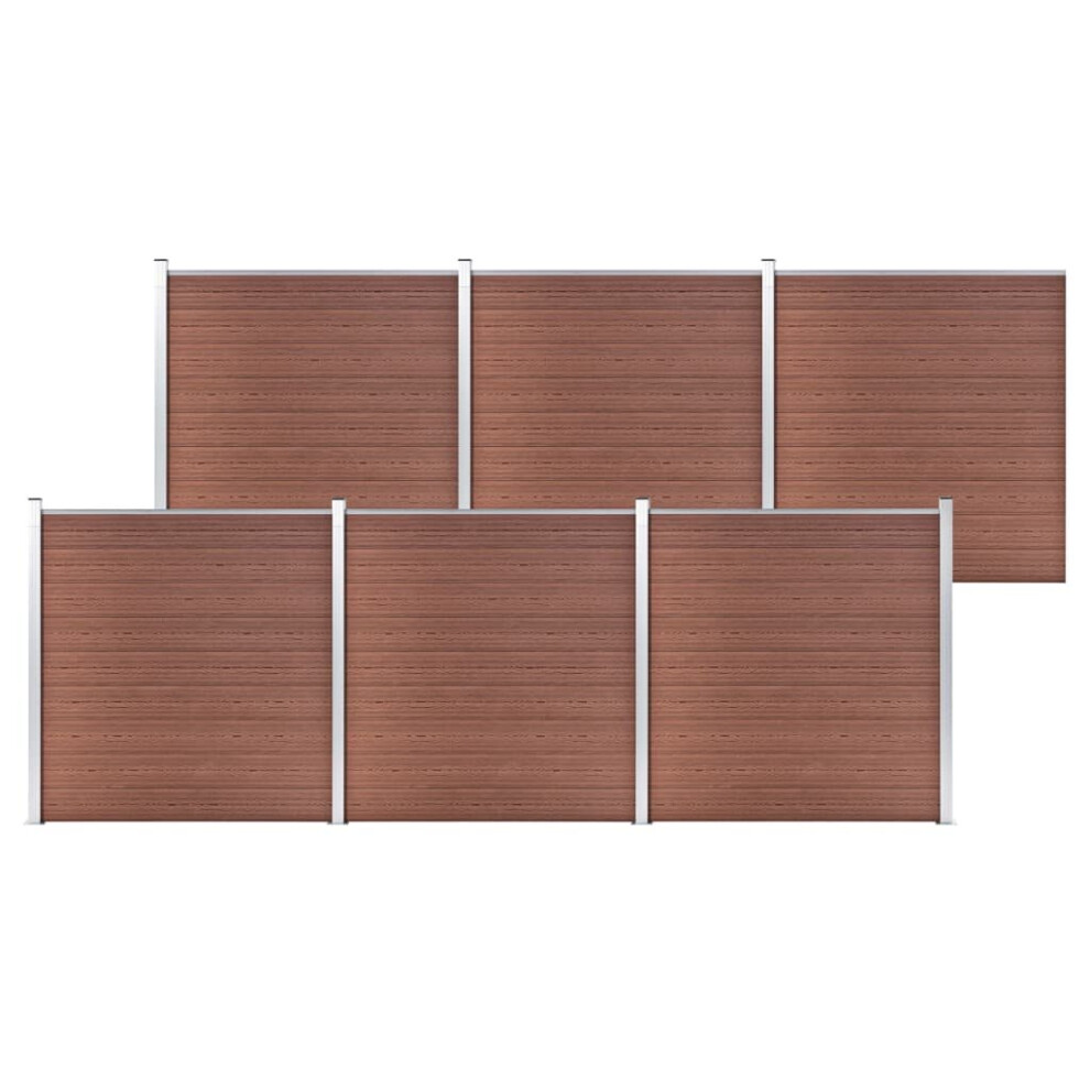 vidaXL Garden Fence WPC 1045x186cm Brown Outdoor Patio Privacy Barrier Screen