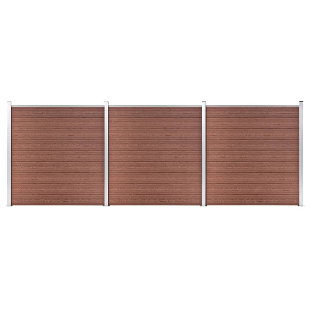 vidaXL Garden Fence WPC 526x186cm Brown Outdoor Patio Privacy Barrier Screen