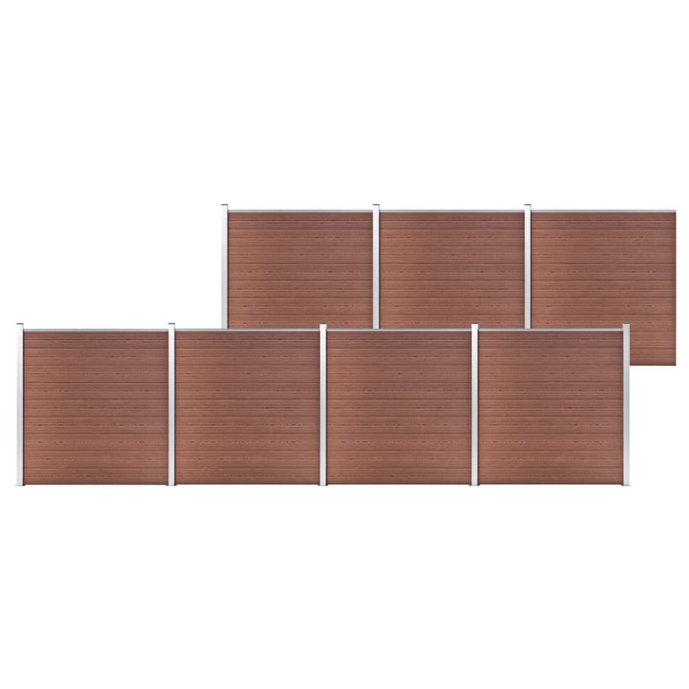 vidaXL Garden Fence WPC 1218x186cm Brown Outdoor Patio Privacy Barrier Screen