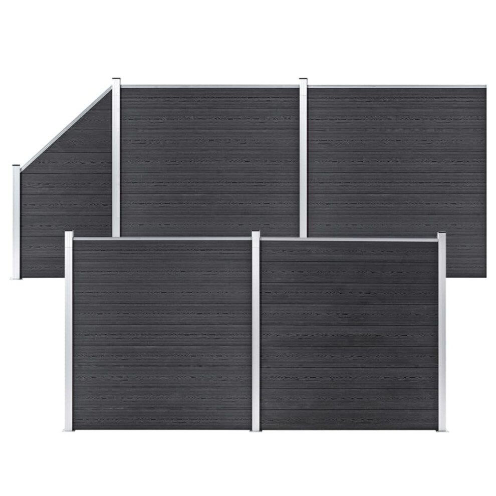 Vidaxl Wpc Fence Set 4 Square+1 Slanted 792X186cm Grey Barrier Panel Screen