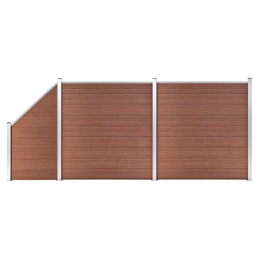 vidaXL WPC Fence Set 2 Square+1 Slanted 446x186cm Brown Privacy Barrier Screen