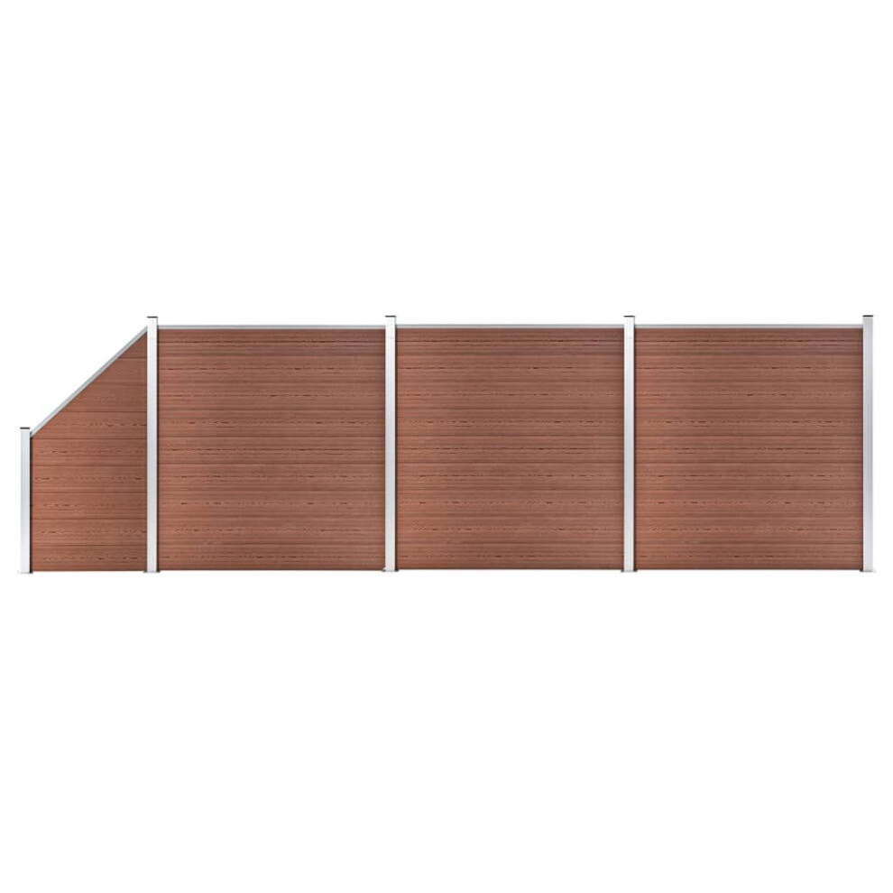 vidaXL WPC Fence Set 3 Square+1 Slanted 619x186cm Brown Privacy Barrier Screen