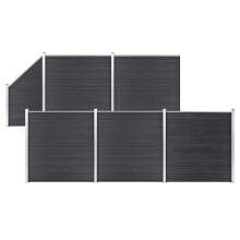 vidaXL WPC Zaun-Set 5 Quadrate + 1 Schräge 965x186 cm Grau