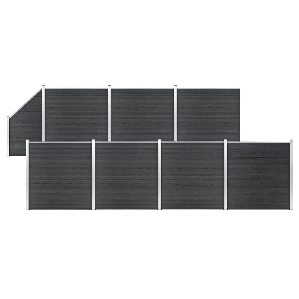 vidaXL WPC Fence Set 7 Square+1 Slanted 1311x186cm Grey Barrier Panel Screen