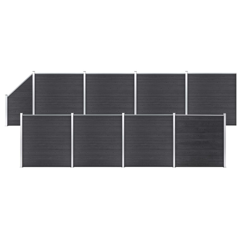 vidaXL WPC Fence Set 8 Square+1 Slanted 1484x186cm Grey Barrier Panel Screen