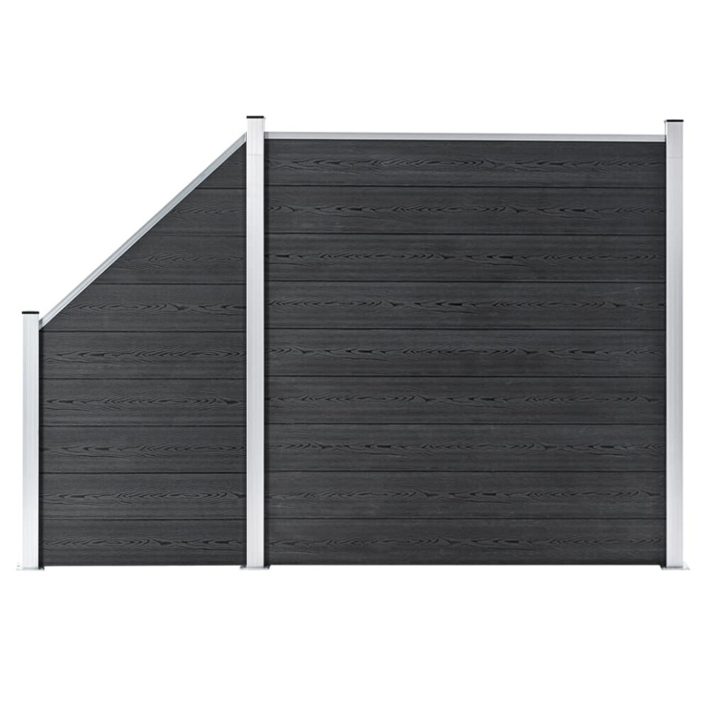 Vidaxl Wpc Fence Set 1 Square + 1 Slanted Grey Wooden Panel Sets Border Wall