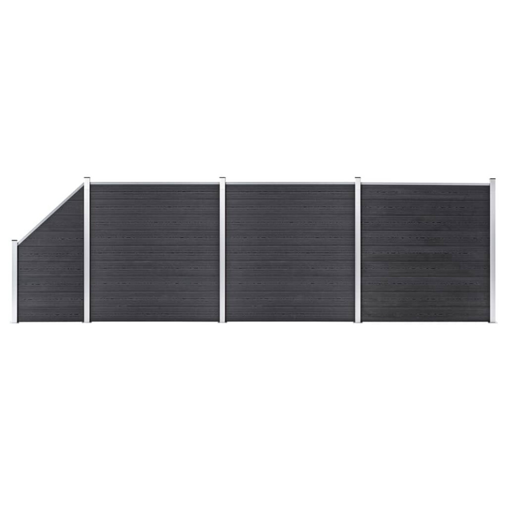 Vidaxl Grey Wpc Fence Set Square+1 Slanted 619X186cm Barrier Panel Screen Size 3