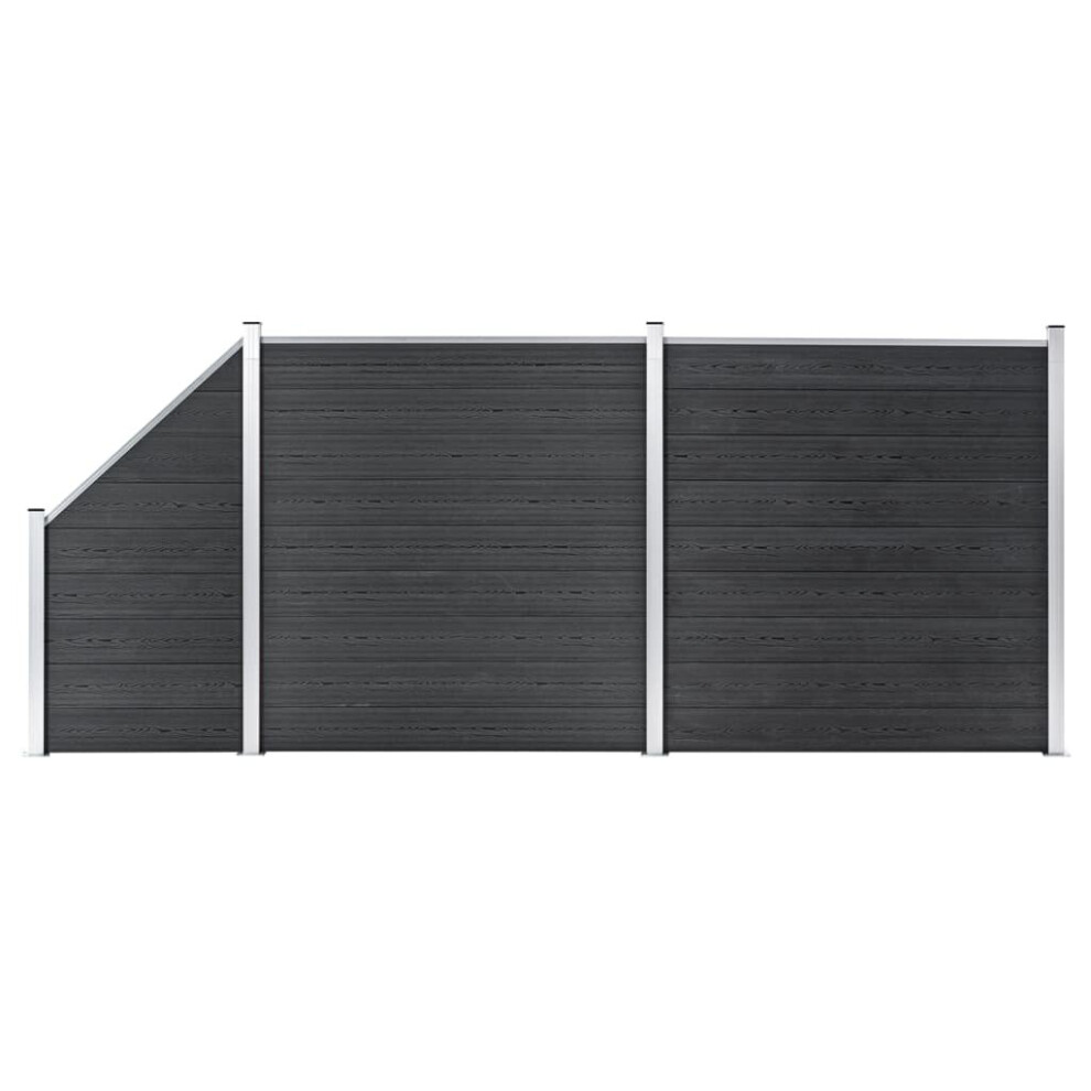 Vidaxl Wpc Fence Set 2 Square+1 Slanted 446X186cm Grey Barrier Panel Screen