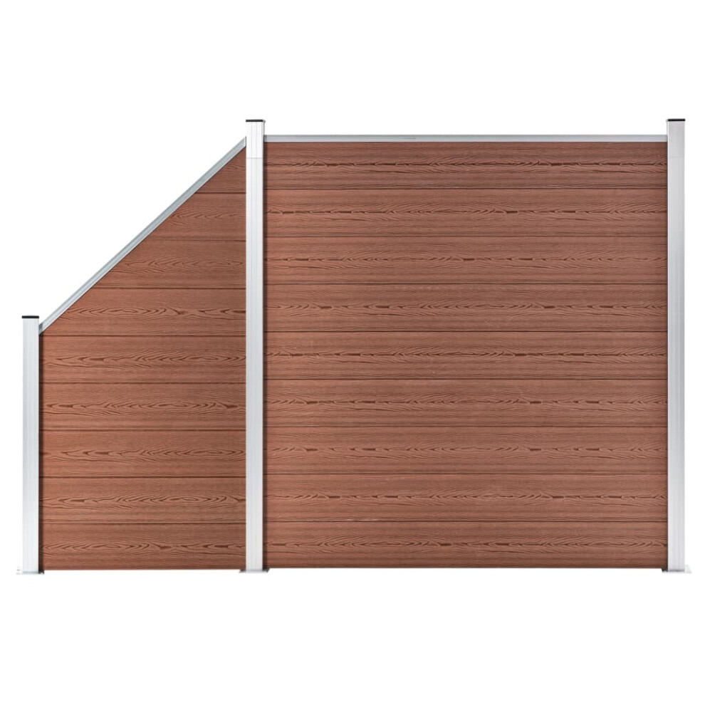 vidaXL WPC Fence Set 1 Square + 1 Slanted Brown Wooden Panel Sets Border Wall