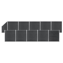 vidaXL WPC Zaun-Set 10 Quadrate + 1 Schräge 1830x186 cm Grau