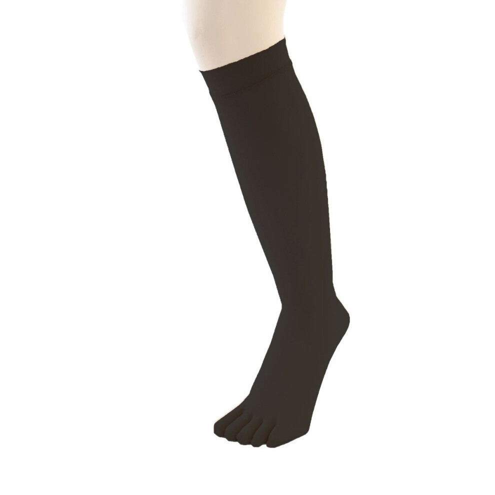 (One size fits all, Black) TOETOE Legwear Plain Nylon Knee-High Toe Socks