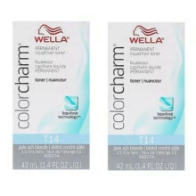 (T14+T14 Toners) Wella Color Charm Permanent Liquid Hair Toner - T14 Pale Ash Blonde