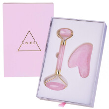 Rose Quartz Roller and Gua Sha - Gifts for Women Gift Box - Jade Roller for Face, Facial Roller Massager - Anti Aging Rose Quartz Roller for Face and