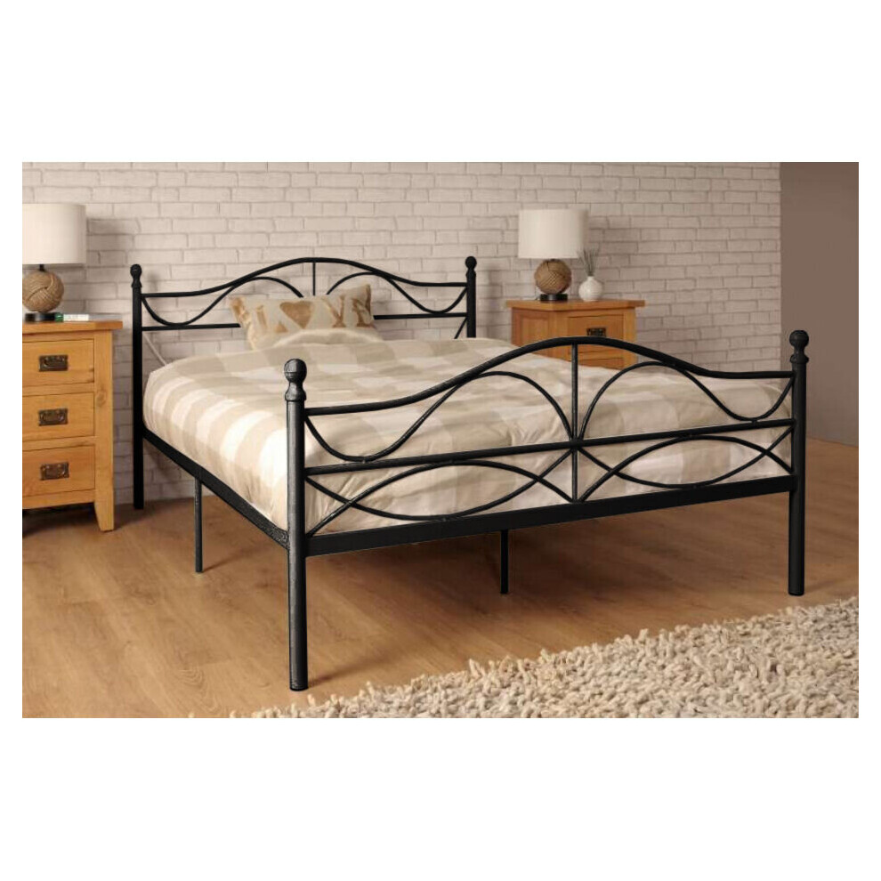 (3ft Single, Black) Willow Metal Bed Frame with Tanya Mattress