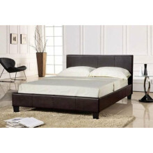 (5ft Kingsize, Brown) Easton Faux Leather Bed Frame with Tanya Mattress