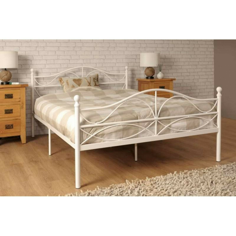 (3ft Single, White) Willow Metal Bed Frame with Tanya Mattress
