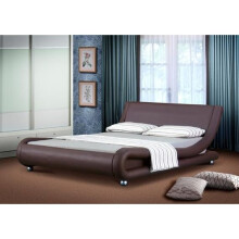 (5ft Kingsize, Chocolate) Jaxon Faux Leather Bed Frame with Tanya Mattress