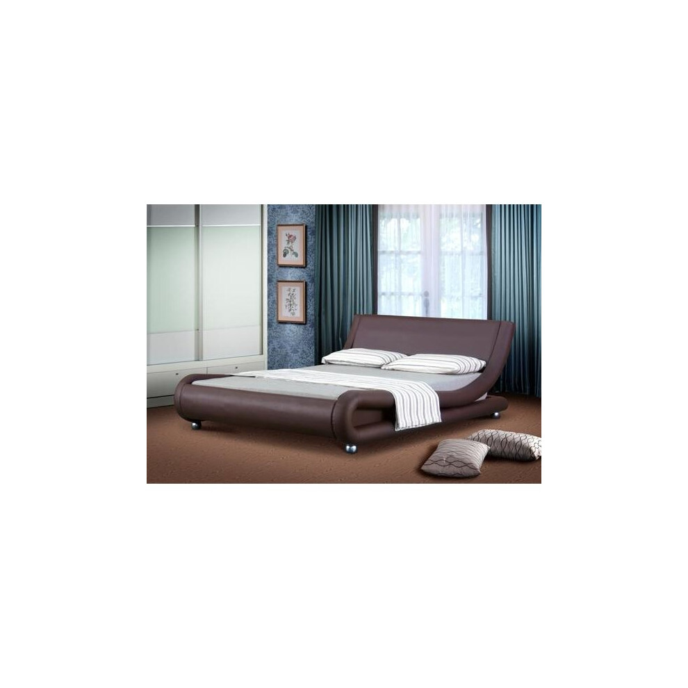 Comfy Living (5Ft Kingsize, Chocolate) Jaxon Faux Leather Bed Frame With Kerri Mattress Brown
