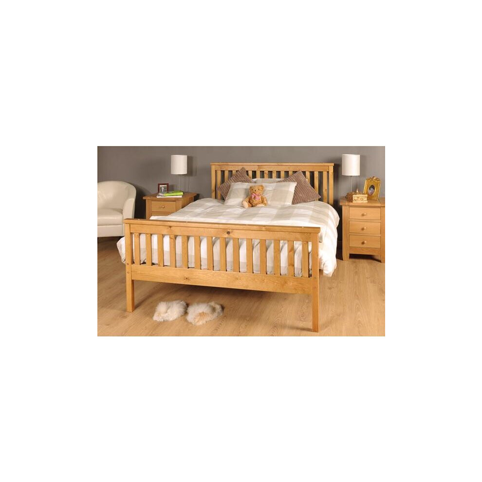 Comfy Living (5Ft Kingsize, Caramel) Talsi Wood Bed Frame & Tanya Mattress Brown
