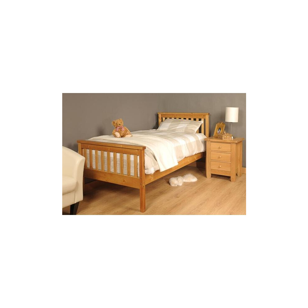 (3ft Single, Caramel) Talsi Wooden Bed Frame with Charlotte Mattress