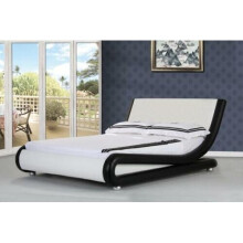 (5ft Kingsize, Black/White) Jaxon Faux Leather Bed Frame with Kerri Mattress