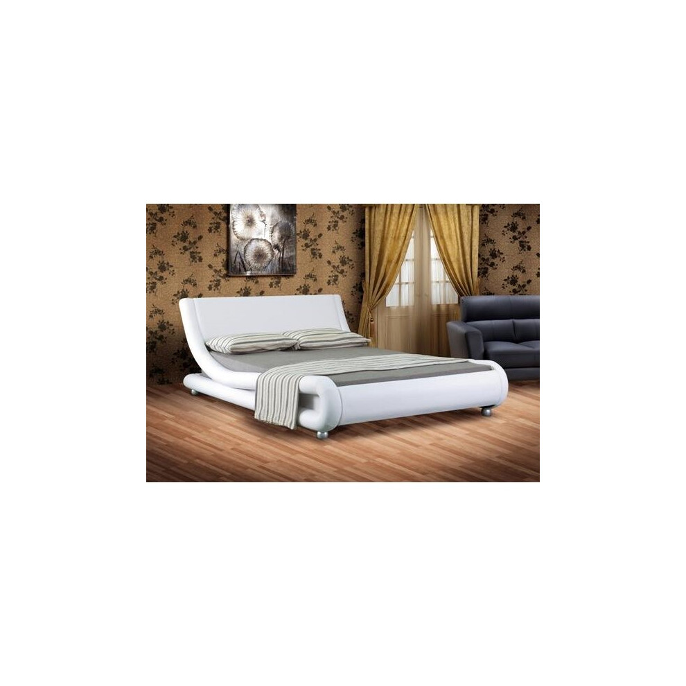 Comfy Living (5Ft Kingsize, ) Jaxon Faux Leather Bed Frame With Kerri Mattress White