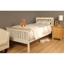 (3ft Single, Caramel Bar) Talsi Wood Bed Frame & Tanya Mattress
