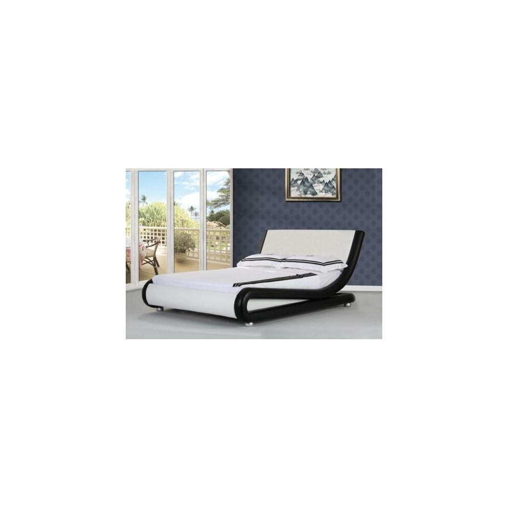 Comfy Living (5Ft Kingsize, /White) Jaxon Faux Leather Bed Frame With Tanya Mattress Black