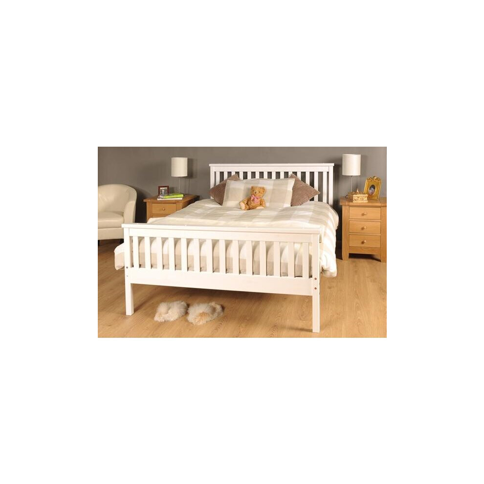 (4ft6 Double, White) Talsi Wooden Bed Frame with Ivy Mattress