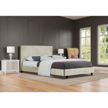 (3ft Single, Cream) Ezekiel Crushed Velvet Bed Frame with Kerri Mattress