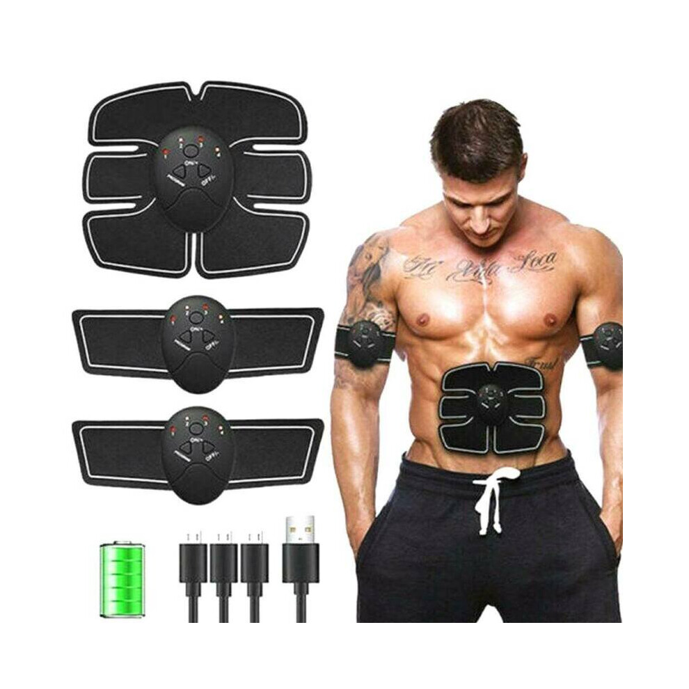 USB Rechargeable Smart EMS Fitness Belt Abs Muscle Toning Trainer Stimulator UK