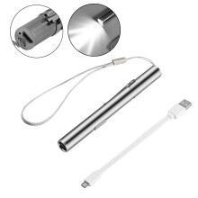 Medical Handy Pen Light USB Rechargeable Mini Nursing LED Flashlight Torch +Clip