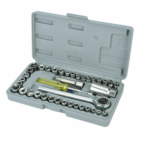 Professional 40pc 1/4" & 3/8" Socket Driver Set Metric imperial 1