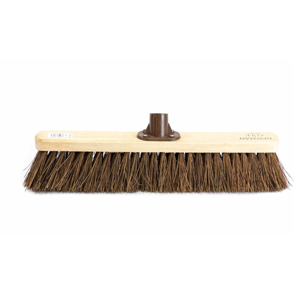 Newman and Cole 18" Stiff Bristle Yard Brush Broom Head with Plastic Bracket