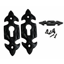 2pc Black Antique Escutcheon Traditional Style Keyhole Door Lock Cover Plate